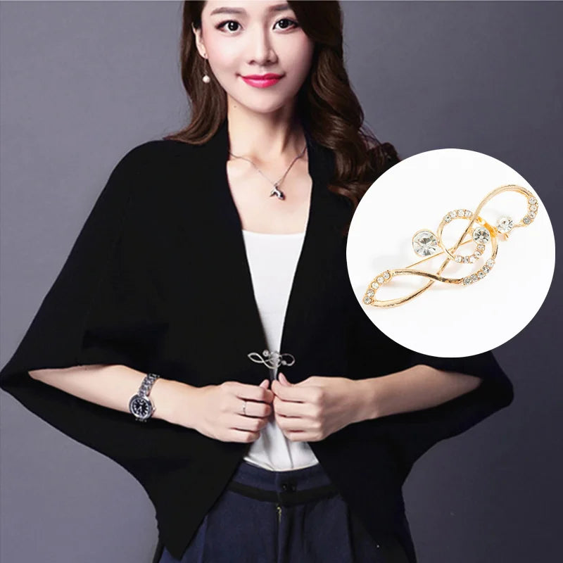 Gold-colored fashion crystal broochs rhinestone music note brooch pin with clear rhinestones perfect wedding pin gift
