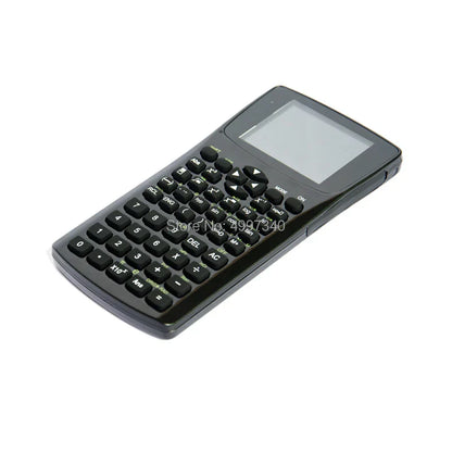 Black scientific calculator with touchscreen display and privacy film featuring emergency button quick response and built-in 4gb memory
