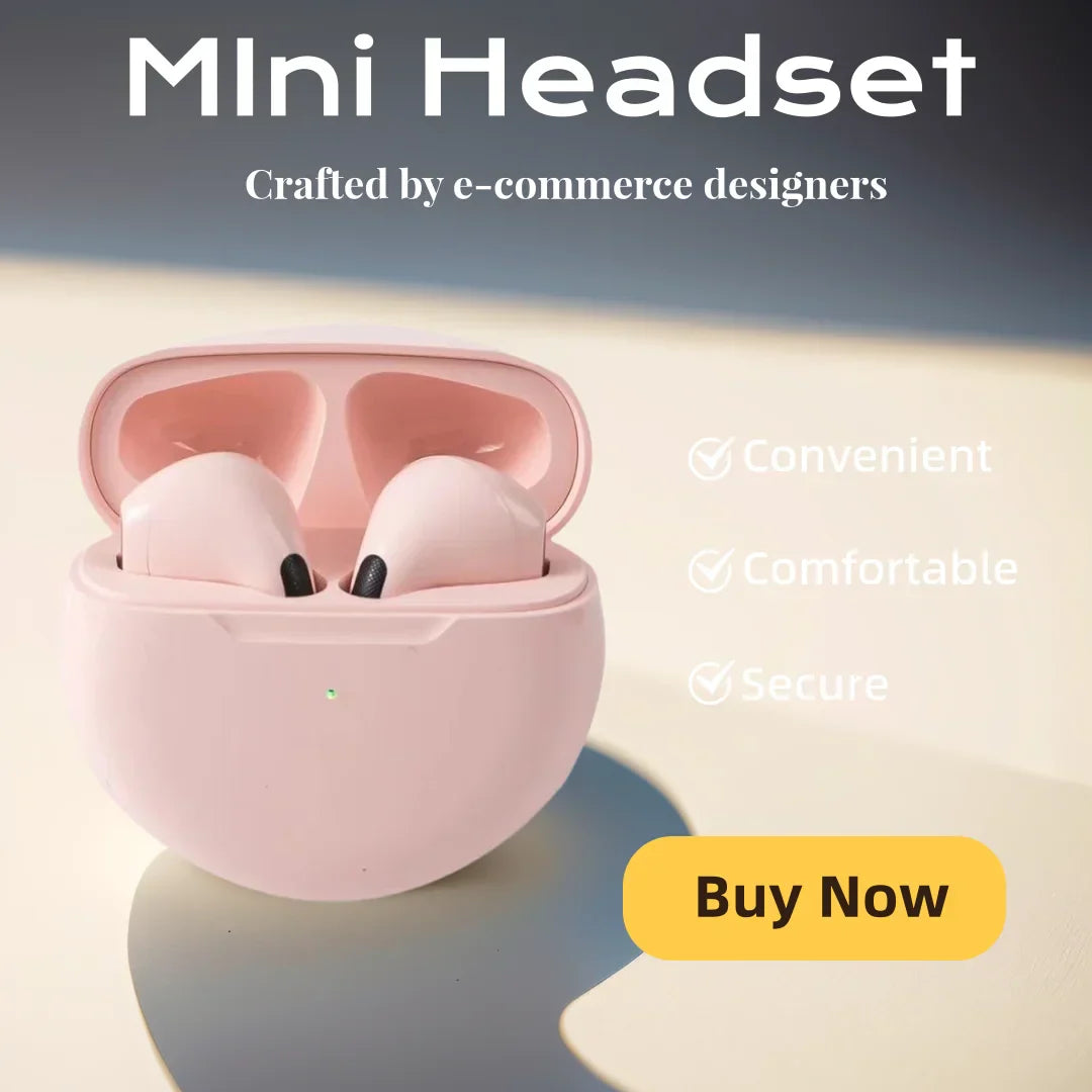 Pink fashion wireless headset wireless earbuds in a matching charging case stylish bluetooth headphones for calls and game