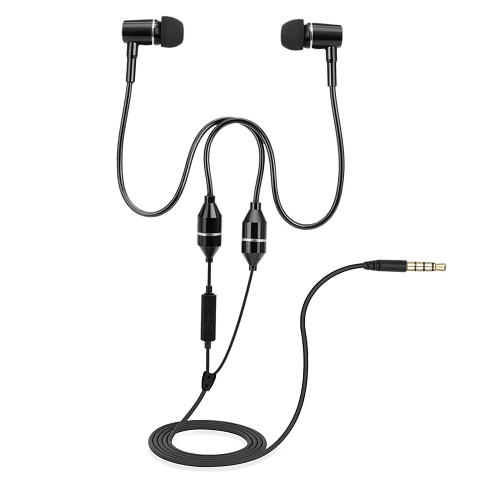 Black fc12 stereo in-ear headphone with 3.5mm anti-radiation earphone and noise reduction inline controls for phone use