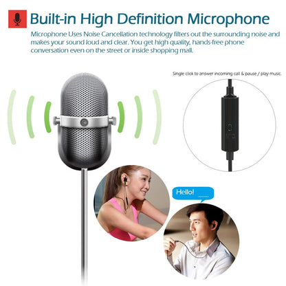 A sleek silver in-ear headphone with a metallic grille and mic for 3.5mm anti-radiation earphone noise reduction