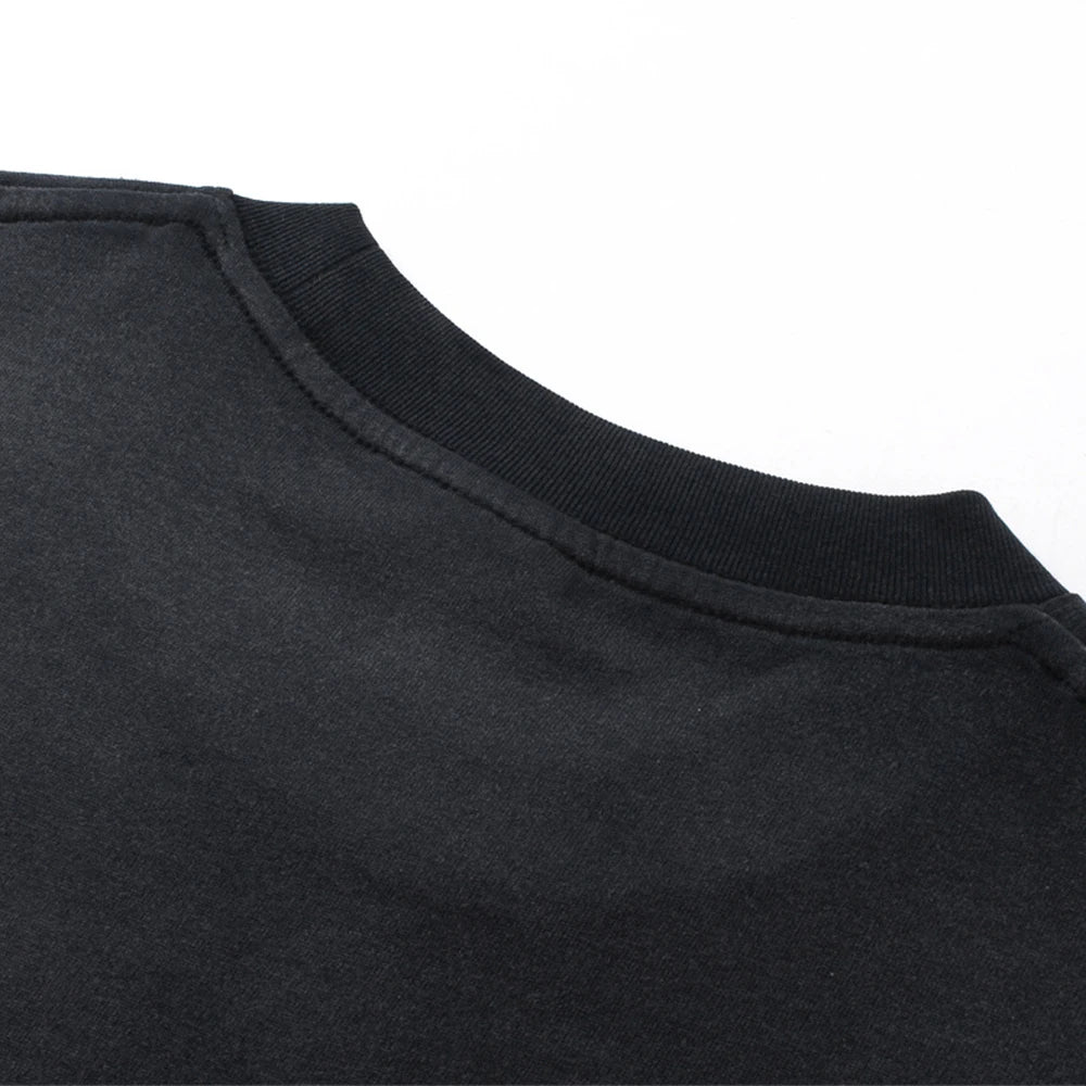 Hip Hop Streetwear Men Fashion Oversized Anime Print T Shirt Summer Black Washed Cotton Vintege Casual Tees Unisex Tops
