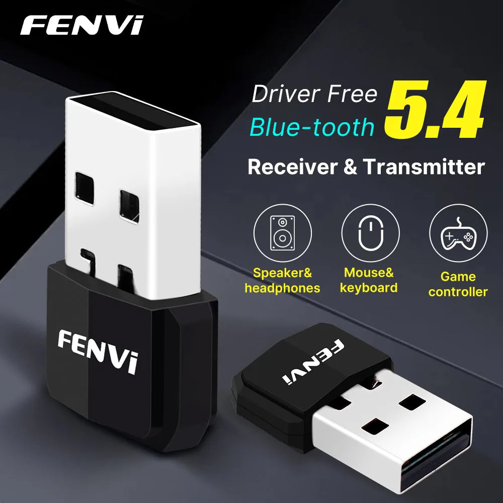 Fenvi usb bluetooth 5.4 adapter dongle wireless usb in white and black for keyboard speaker music connectivity