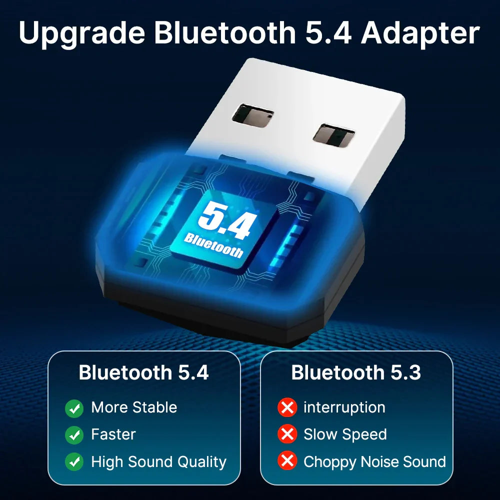White and black fenvi usb bluetooth 5.4 adapter dongle wireless usb with blue glowing circuit board for keyboard speaker music
