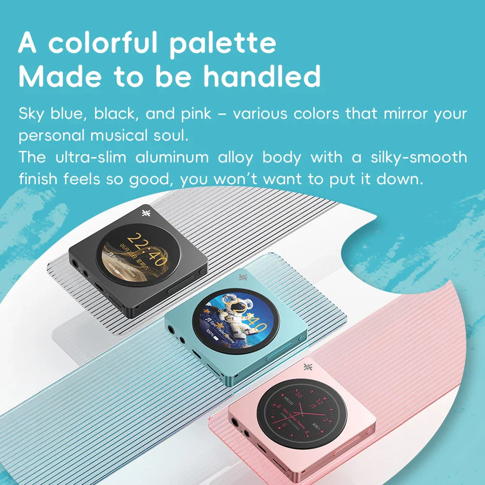 Ultra-slim aluminum alloy fiio disc portable dual dac player in sky blue black and pink with ldac round touchscreen