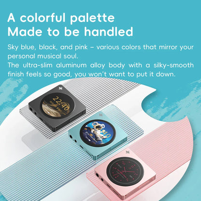 Ultra-slim aluminum alloy fiio disc portable dual dac player in sky blue black and pink with ldac round touchscreen