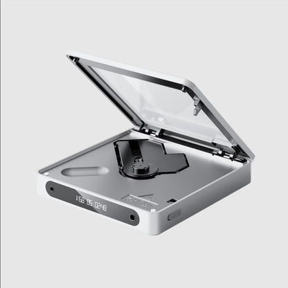 Silver metallic fiio dm13 multifunctional portable stereo cd player with transparent lid supports usb ripping and battery