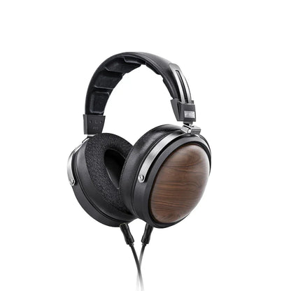 Black fiio ft1 headphones with american walnut hifi wood grain earcups and silver accents for professional monitor north use