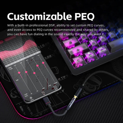 Black braided fiio ja11 usb type c to 3.5mm earphone headphone adapter with gold plated connector for type beat music tuning