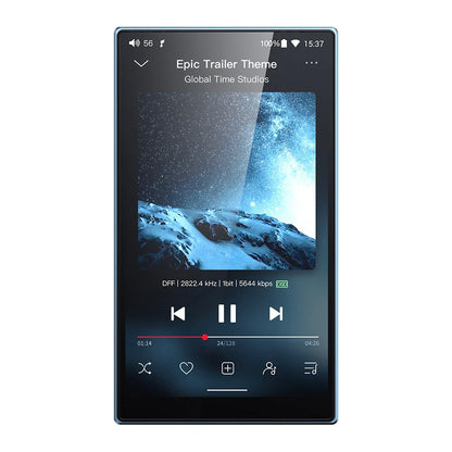 Fiio jm21 sleek black player portable lossless with bluetooth wifi usb displays album cover of snow mountains
