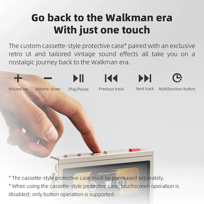 A sleek silver fiio m21 android 13 hi-res music player with dacs 950mw high output power peq and retro ui buttons