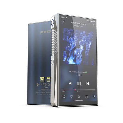 Fiio m23 portable hi-res mp3 player with sleek metallic frame dark gradient back panel usb dac mqa peq thx aaa78 amp ak4191eq