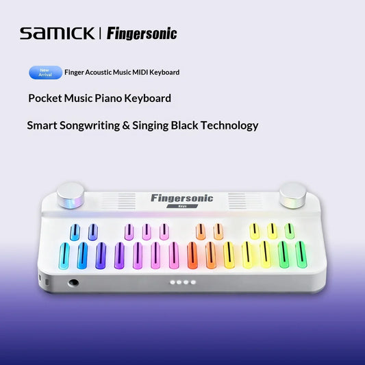 White samick fingersonic pocket music keyboard midi electronic piano with colorful illuminated keys for acoustic christmas gift