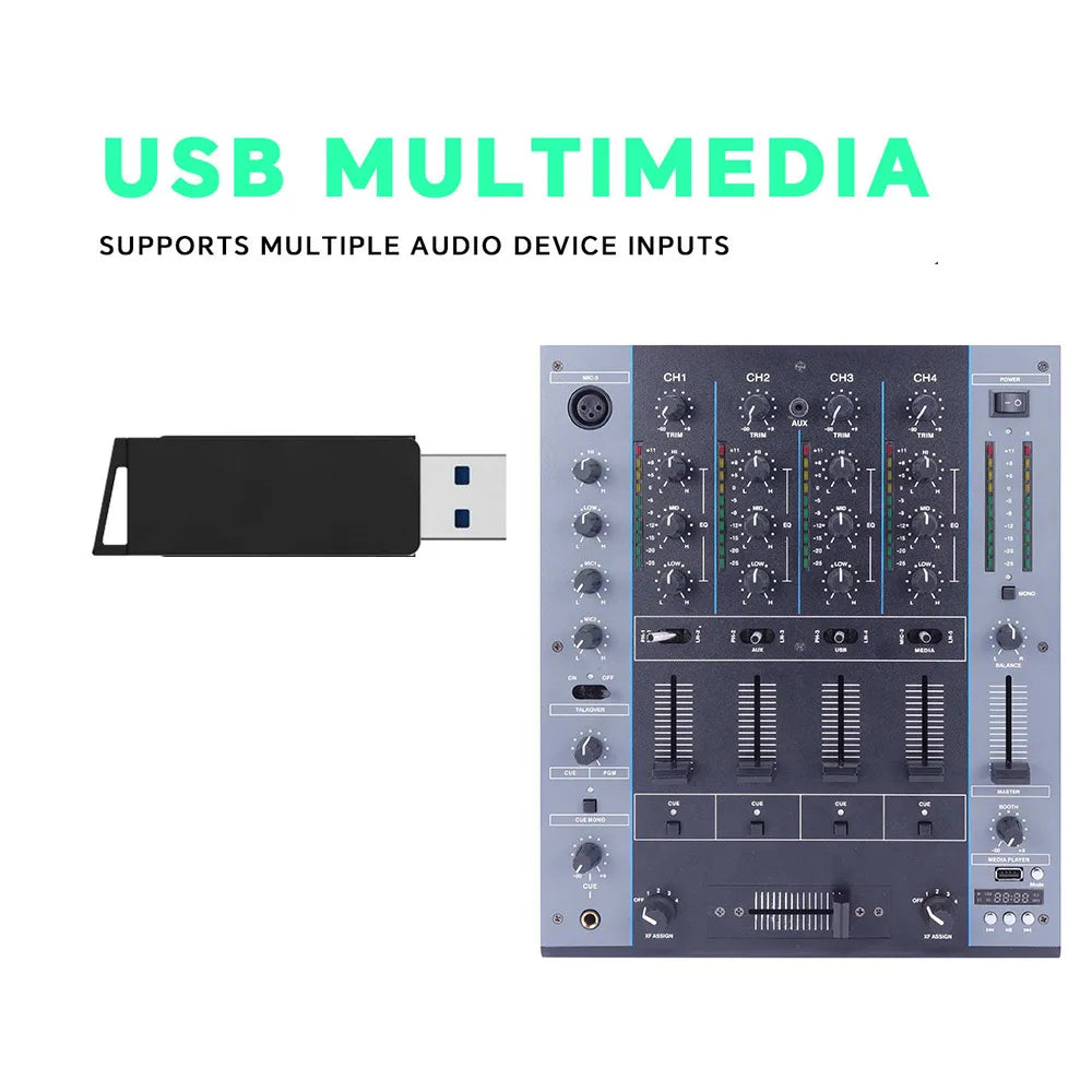 Black usb flash drive with matte finish and cutout for flalwreo m4000 professional mini dj controller audio power mixer