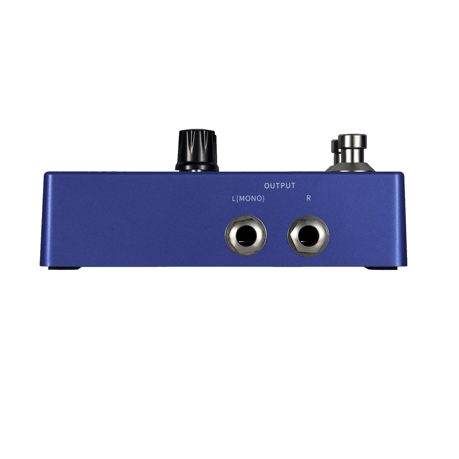 Blue metal Flamma FF02 dual footswitch guitar effect pedal with black and silver knobs featuring output jacks preset saving slots and drum grooves