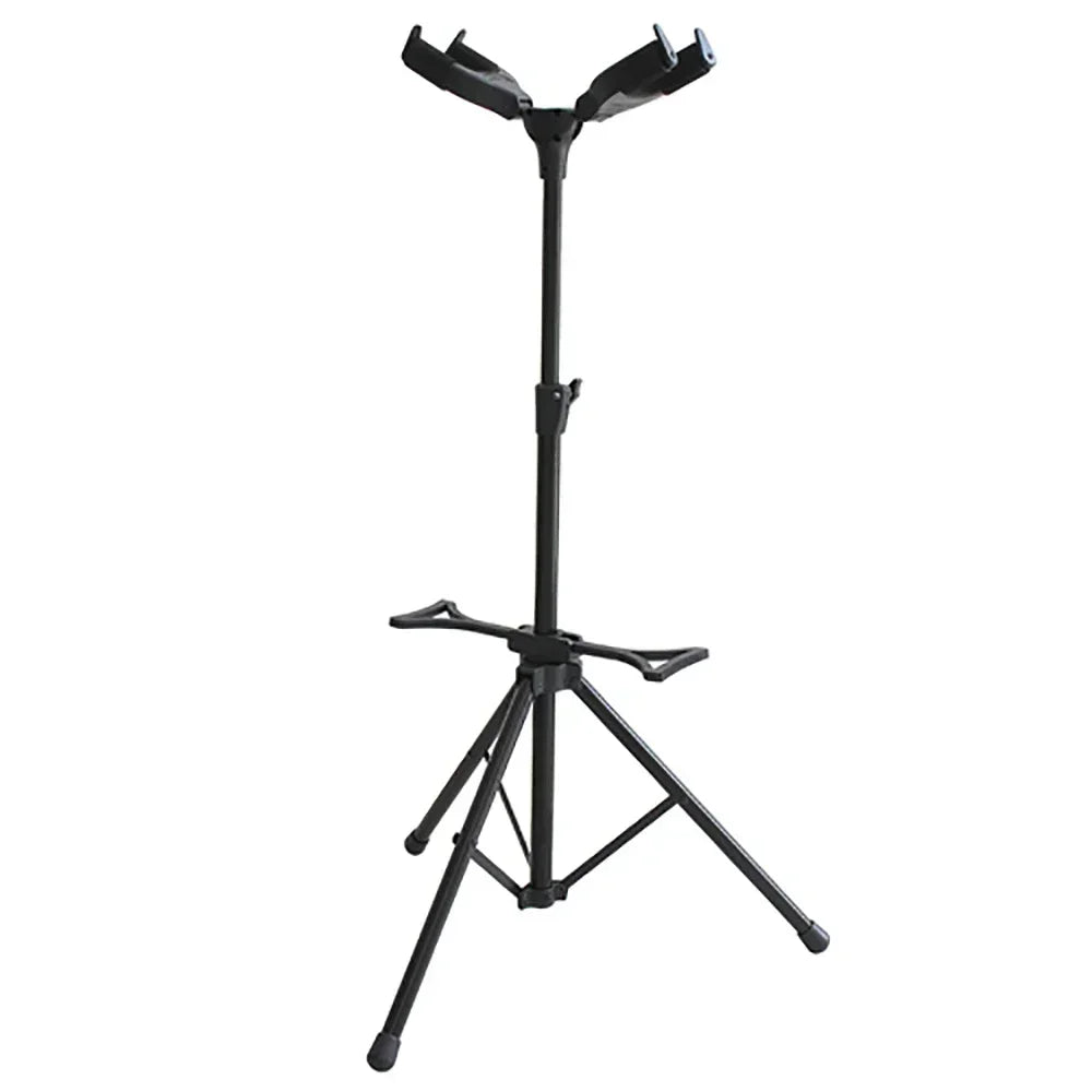 Black metal flanger fl-08d guitar stand with dual head metal adjustable height tripod base for guitar bass violin ukulele banj parts