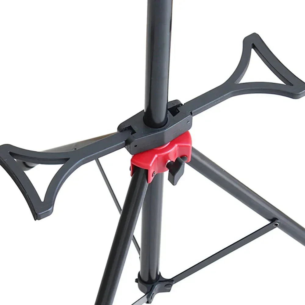 Black dual head metal tripod stand with red plastic locking mechanism for guitar bass violin ukulele banj parts accessories