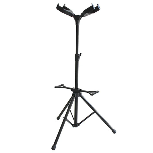 Black metal guitar stand dual with adjustable height and tripod base for bass violin banjo mandolin guitar accessories