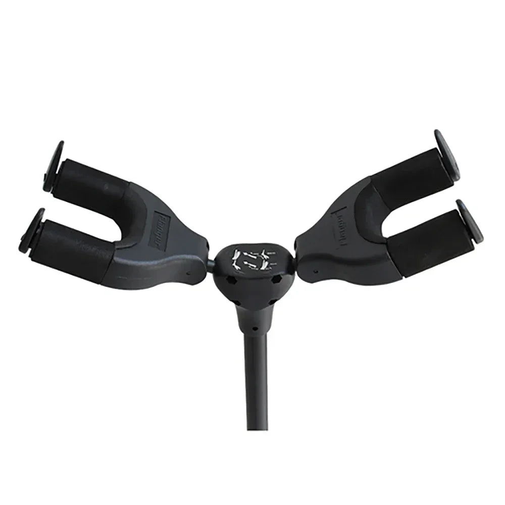 Black plastic flanger guitar stand dual with three adjustable arms for display 2pcs guitar bass violin ukulele instruments