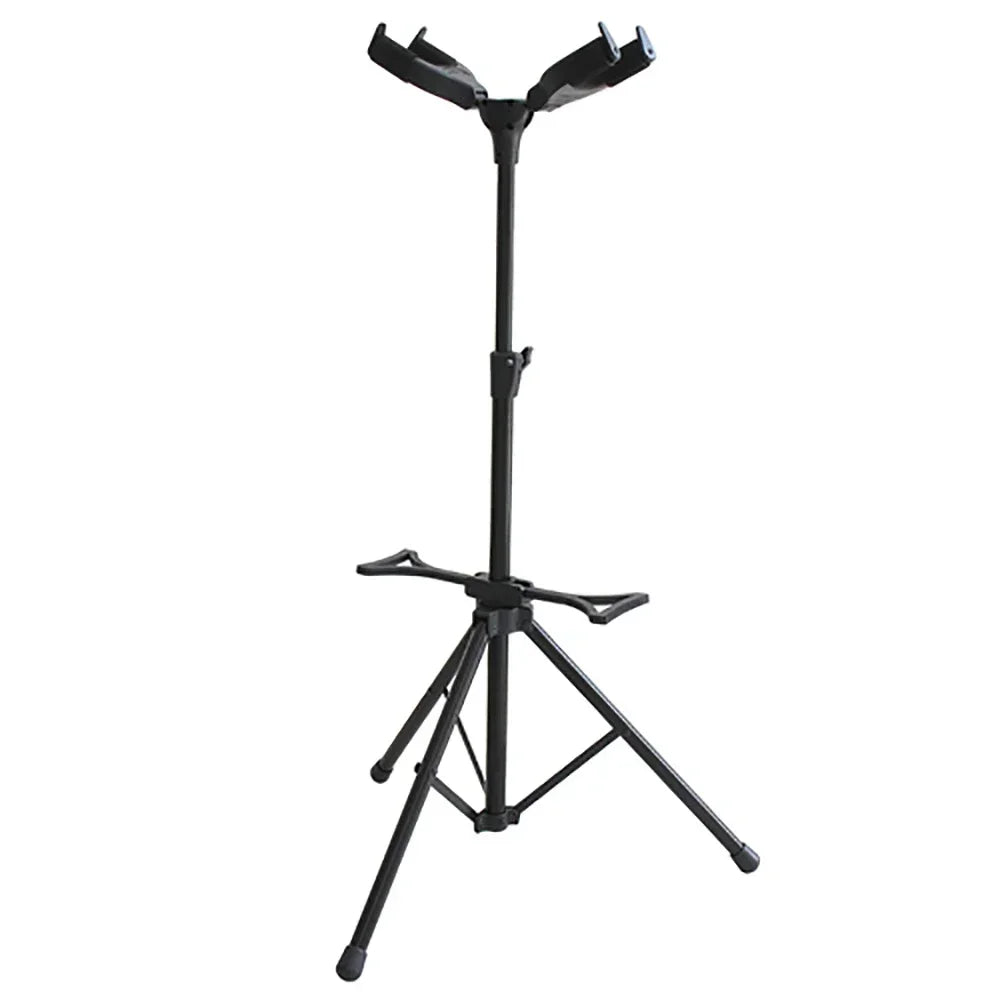 Black metal flanger guitar stand with adjustable height and tripod base metal upright bracket for bass violin ukulele