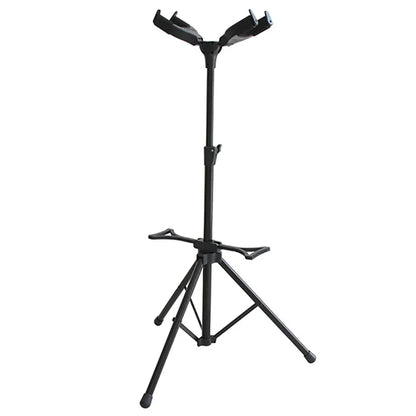 Black metal flanger guitar stand with adjustable height and tripod base metal upright bracket for bass violin ukulele