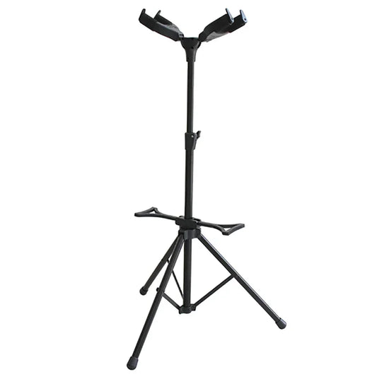 Black metal flanger guitar stand with adjustable height and tripod base metal upright bracket for bass violin ukulele