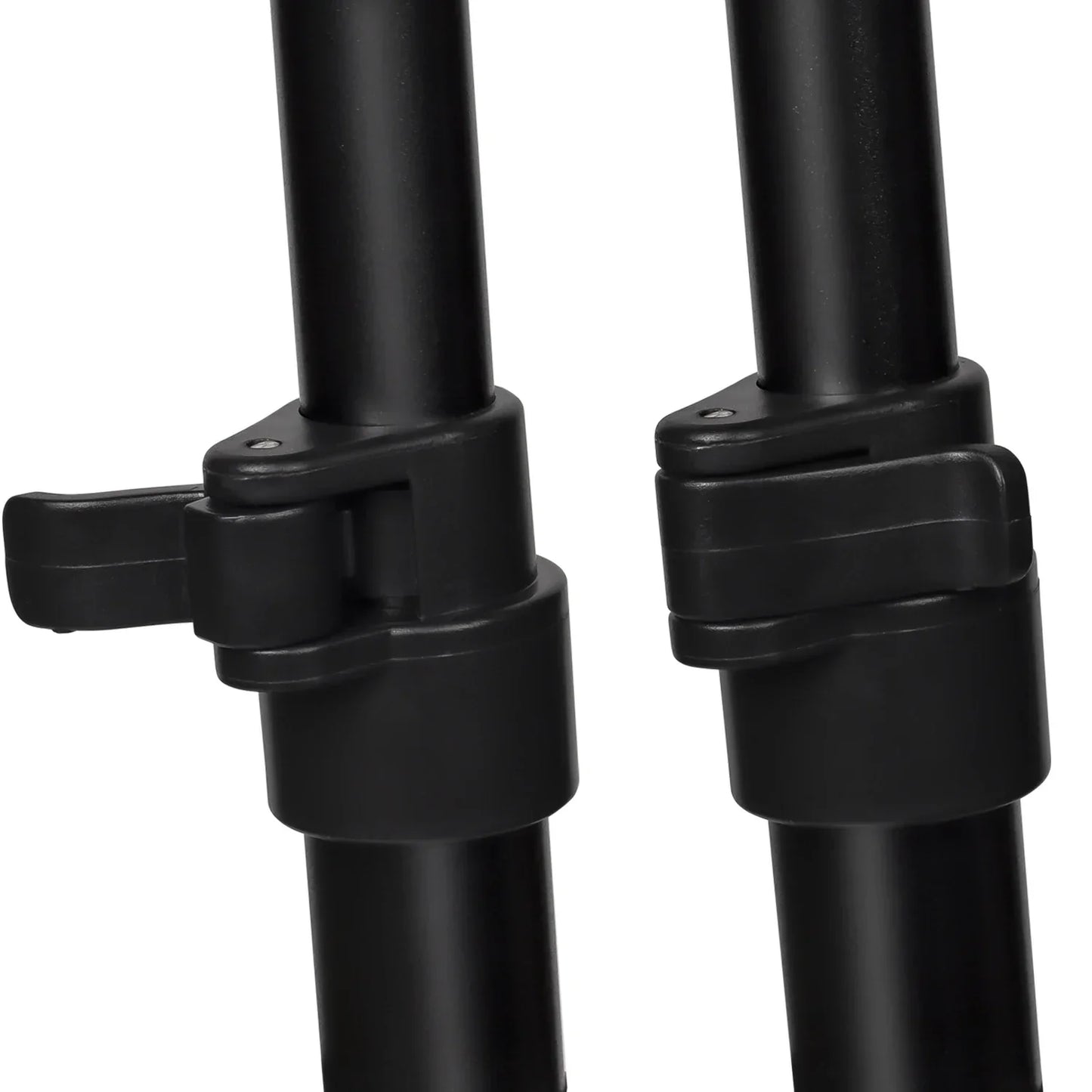 Black plastic tripod legs with adjustable locking mechanisms on violin stand looped metal legged support bracket for individual bow positions
