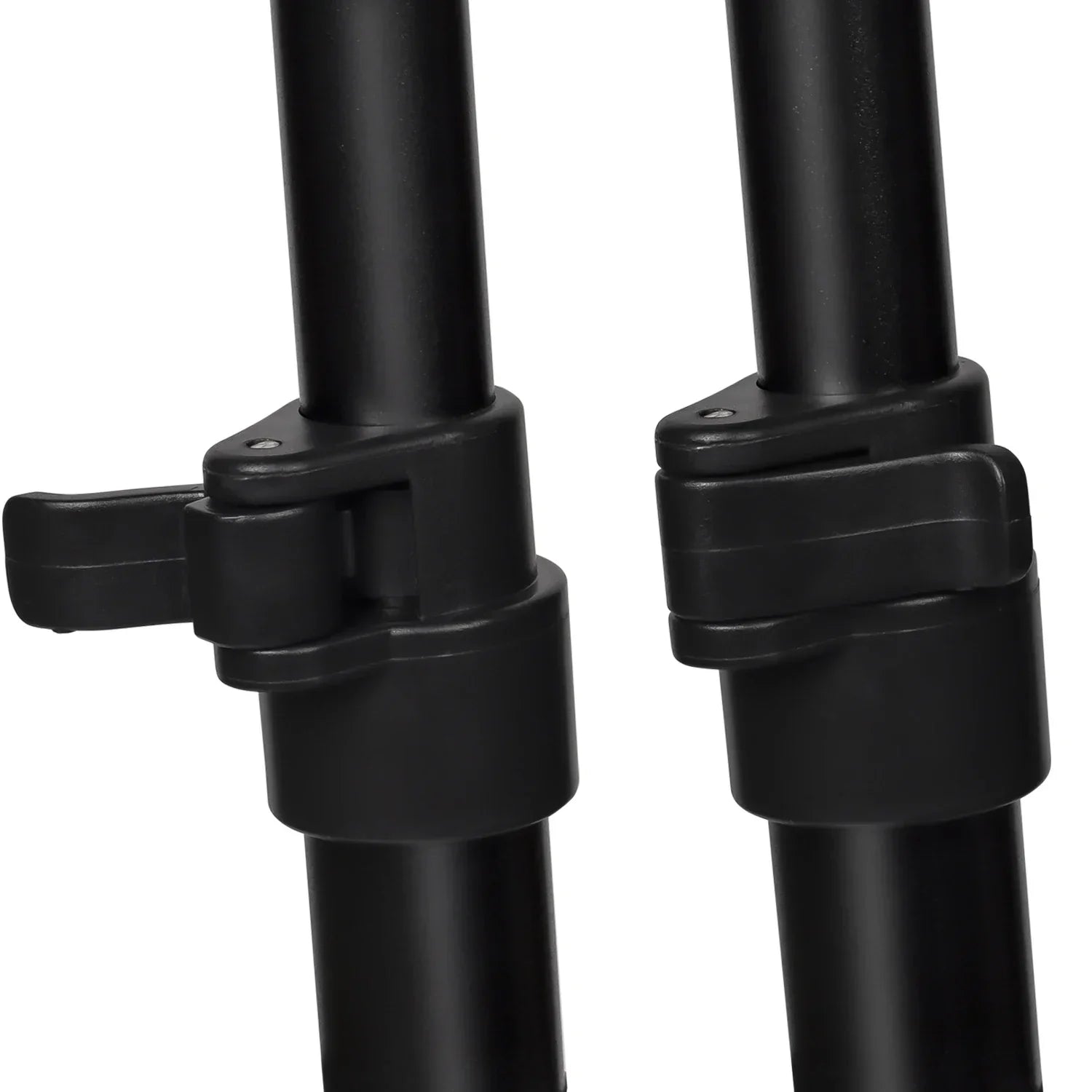 Black plastic tripod legs with adjustable locking mechanisms on violin stand looped metal legged support bracket for individual bow positions