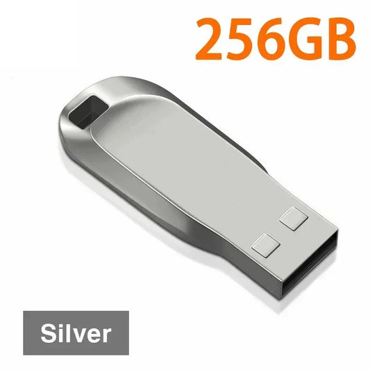 Silver 256gb metal pendrive stick with sleek metallic finish compact ergonomic design portable drive waterproof usb 3.0