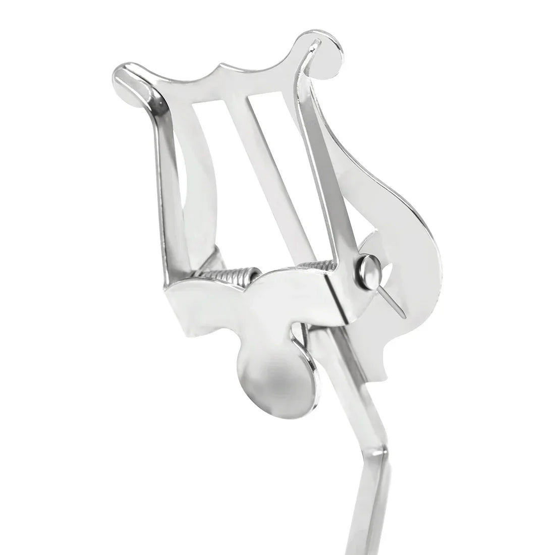 Shiny silver metal lyre-shaped violin bow holder for flute marching sheet music stand portable retractable metal use