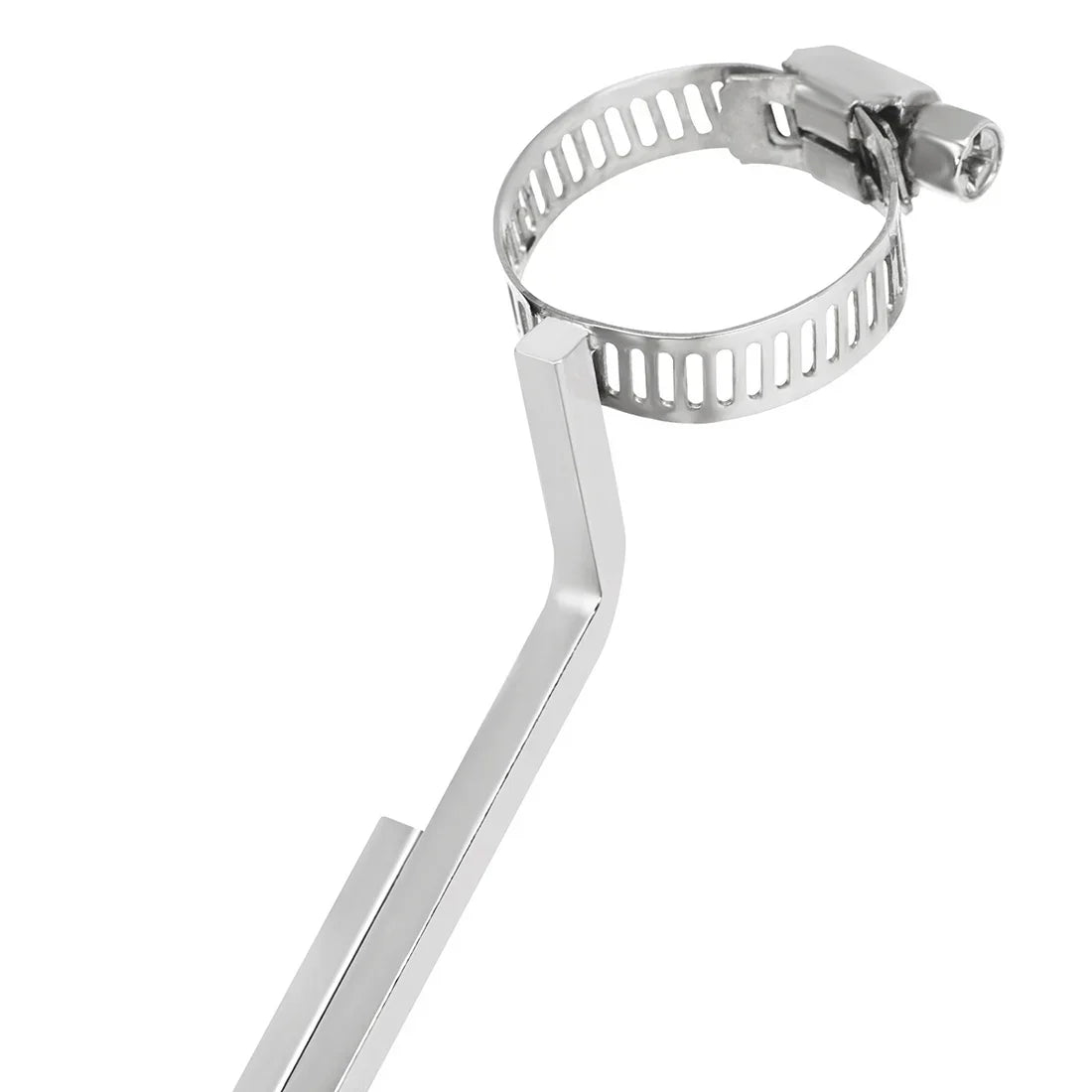 Stainless steel pipe clamp with serrated band and adjustable lever for portable retractable metal flute marching sheet music stand
