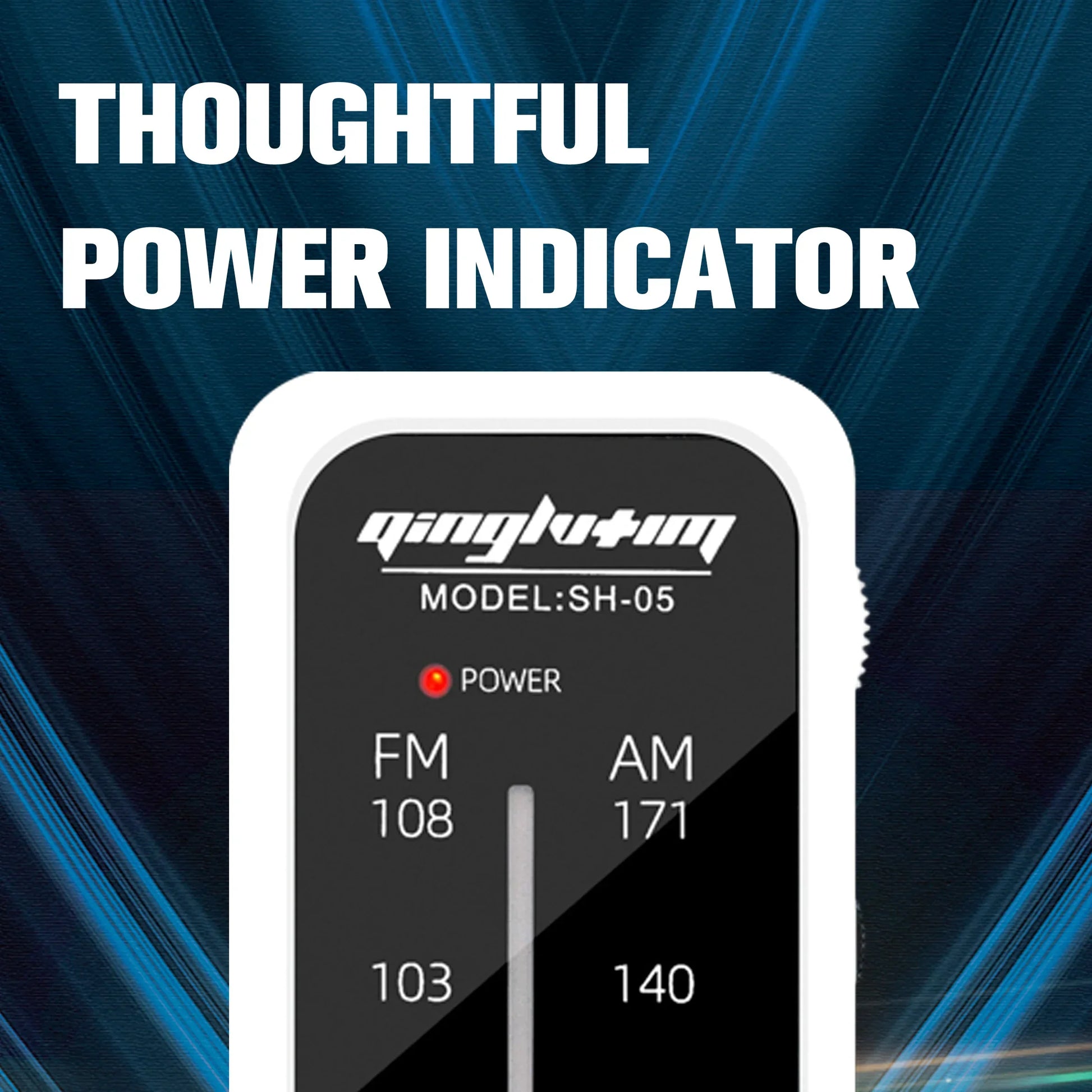 White-framed qinglutm sh-05 fm am mini radio with built-in speaker loud sound and 3.5mm headphone jack for travel