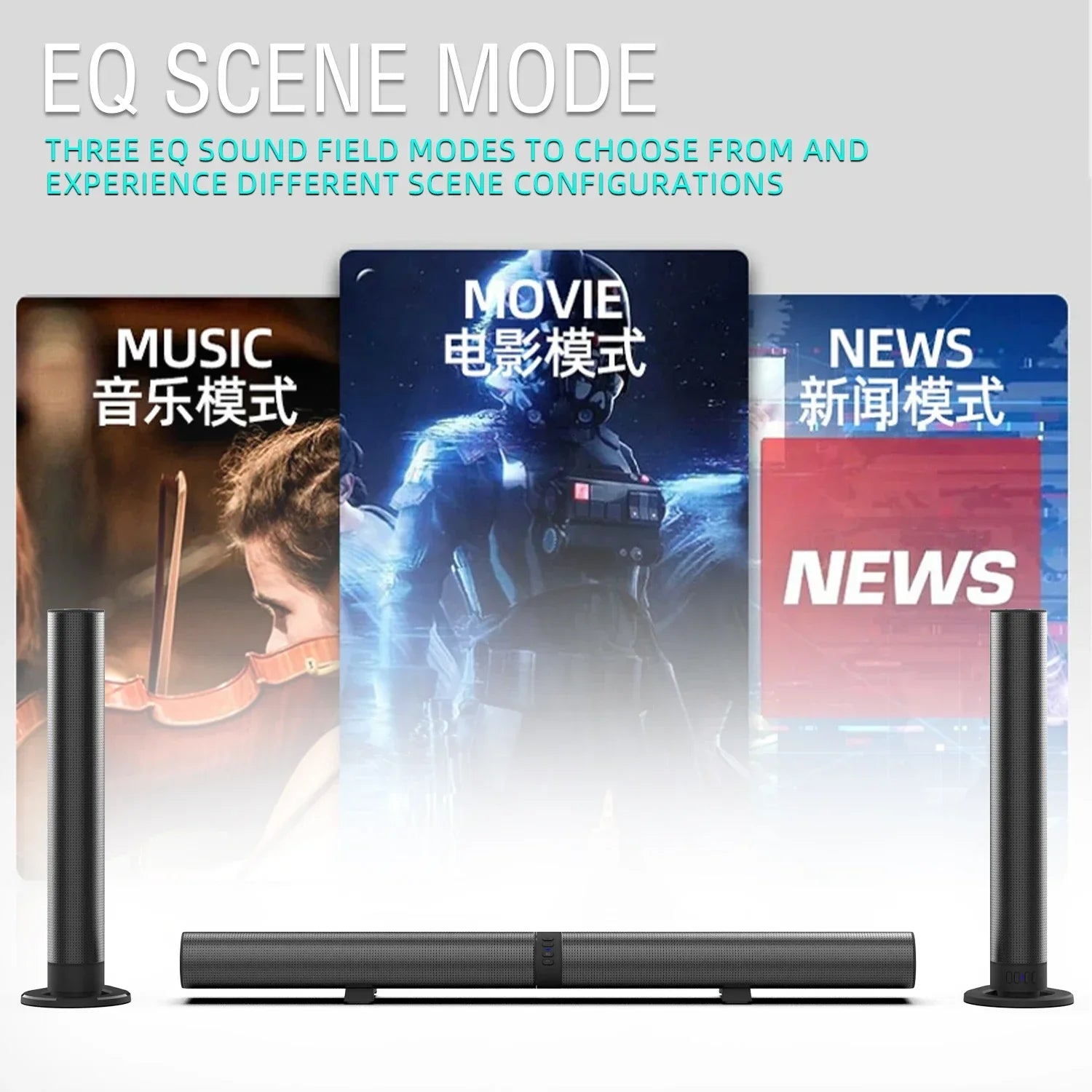 Black soundbar tv bluetooth speakers with detachable home cinema design and opt connections soundbars for immersive audio