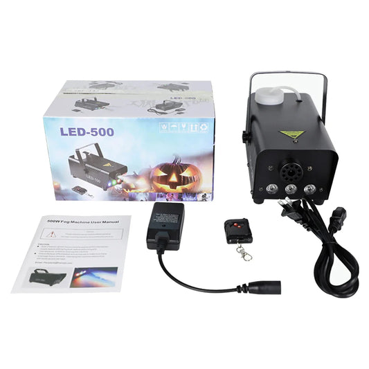 Black led-500 500w fog machine smoke with white cap control panel featuring remote control wireless for colorful lights stage use
