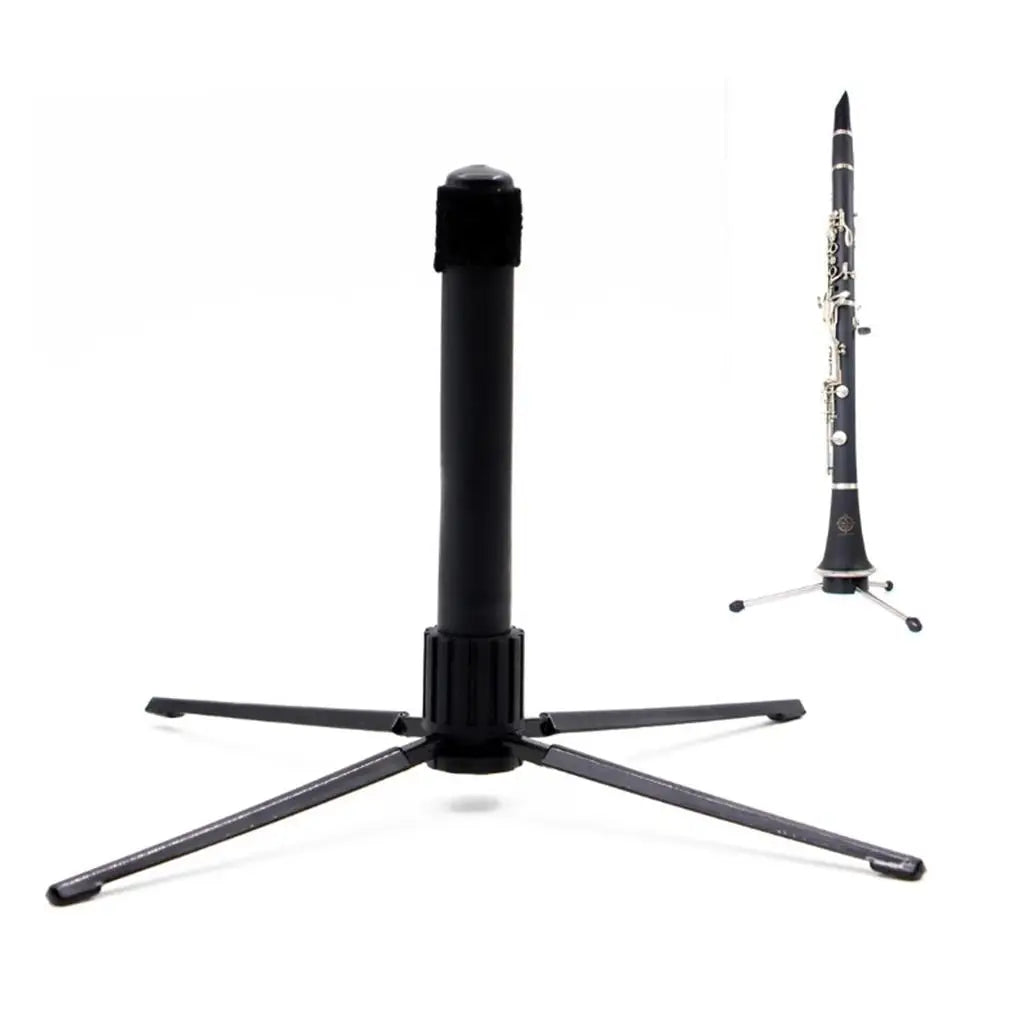 Black plastic foldable flute clarinet stand with padded top for instrument support portable clarinet rest holder