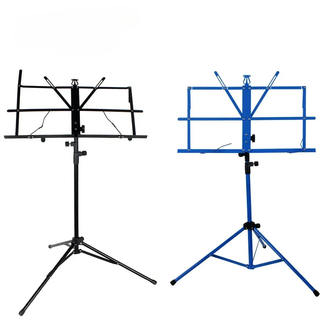 Black and blue foldable music sheet tripod stands with adjustable holder stainless steel for universal musical use