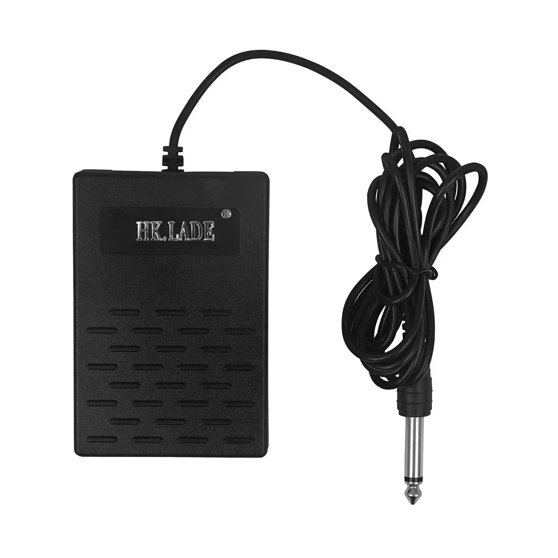 Black foldable single pedal with coiled cable and silver connector for piano keyboard elctronic sustain universal pedal