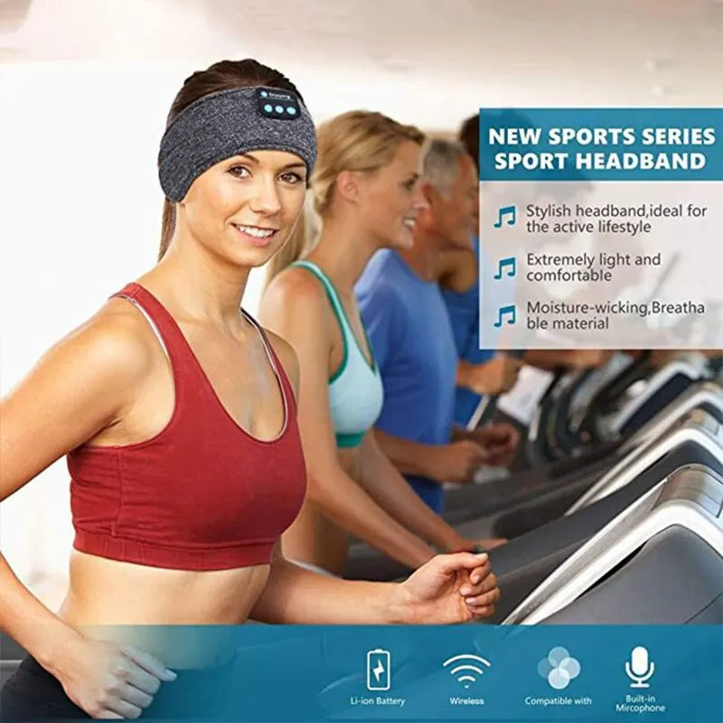Gray fone bluetooth earphones sports sleeping headband with built-in wireless speaker and microphone for workouts