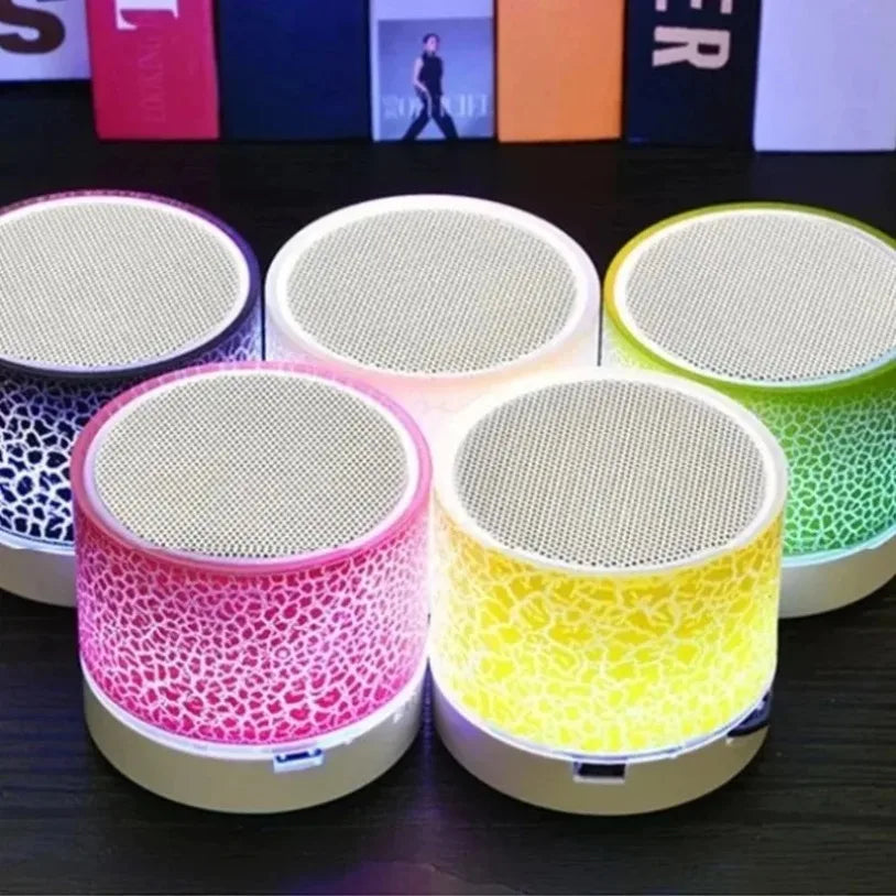 Colorful illuminated cylindrical mini speaker led with honeycomb mesh grille for car 3d stereo outdoor sound box