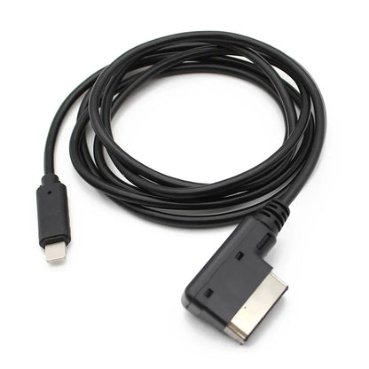 Black usb cable with usb-a and angled adapter plug for audi vw mmi mdi interface music adapter ami audio cable compatible iphone