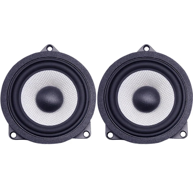 Black and silver coaxial midrange door speaker with textured cone design for bmw f30 f20 f10 g20 g01 g30 f48 f34 models