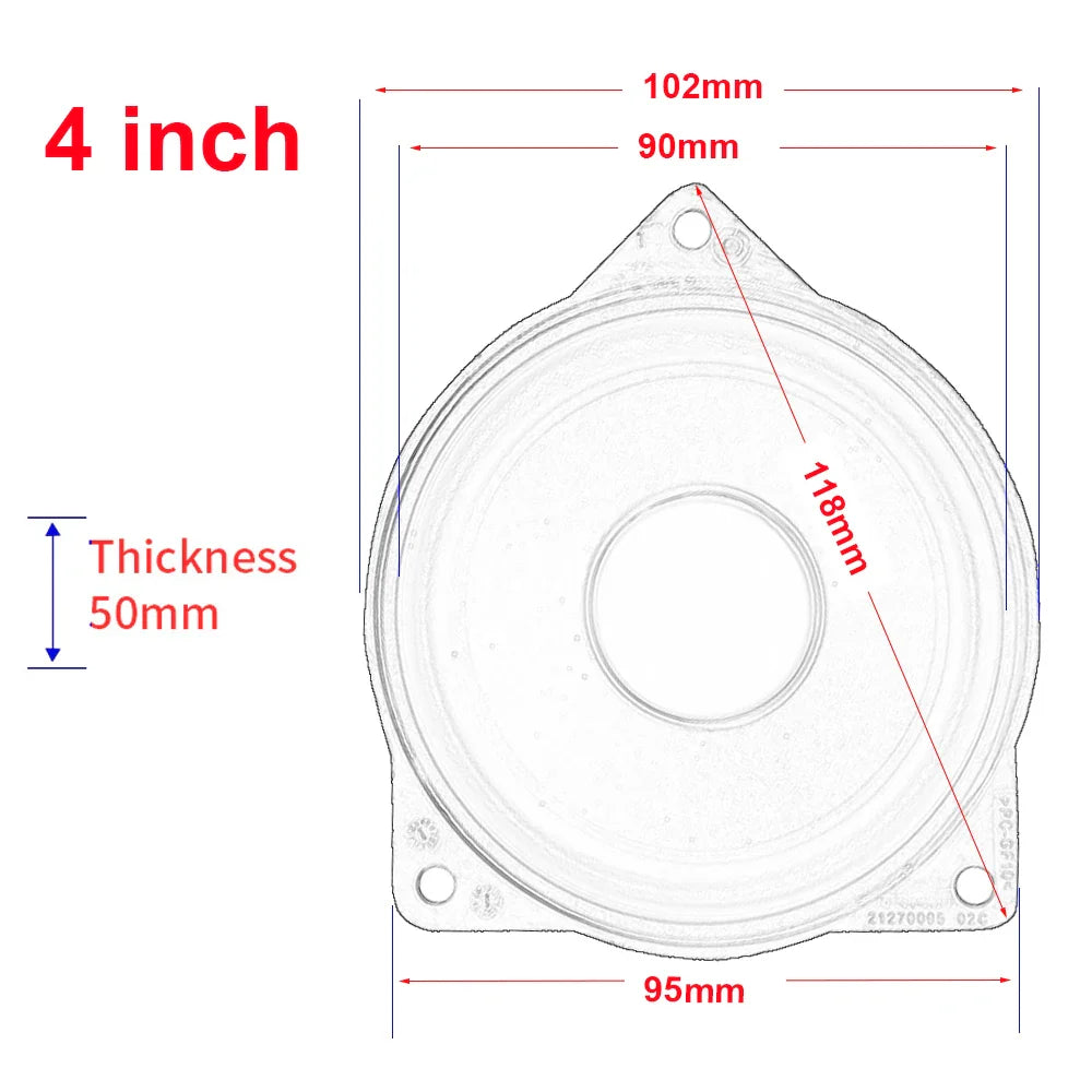 Clear plastic circular gasket with mounting tabs 4 inch diameter for bmw f30 f20 f10 g20 midrange door speaker horn
