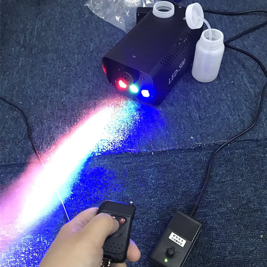 Black led-500 fogger stage smoke emitting vibrant rainbow mist for disco home party disinfection machine remote control