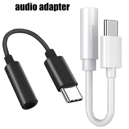 Black and white earphone adapter type-c usb-c to 3.5mm jack cable for iphone 17 16 15 plus pro max audio converter