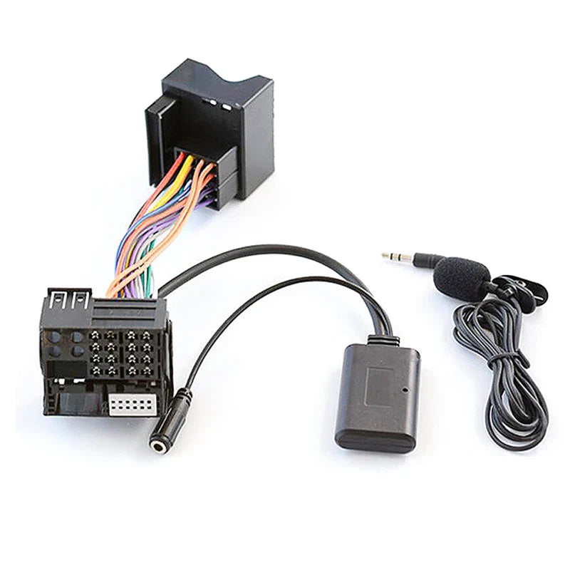 Black car audio adapter microphone kit with multi-colored wiring for e85 e86 type beat music in bmw models