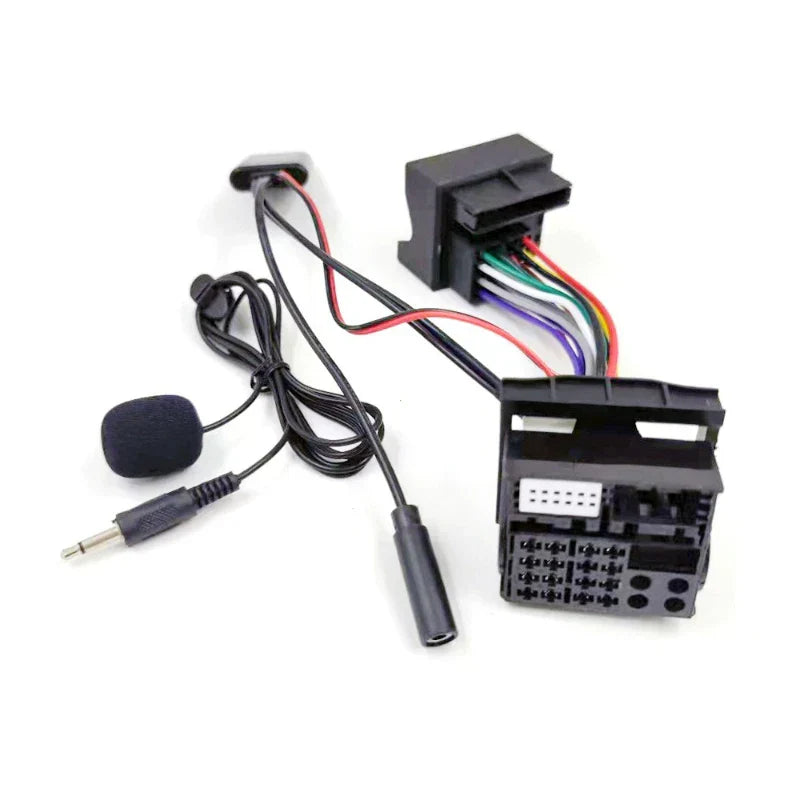 Black plastic audio adapter microphone kit with multi-colored wiring and separate mic for e85 e86 type beat music use
