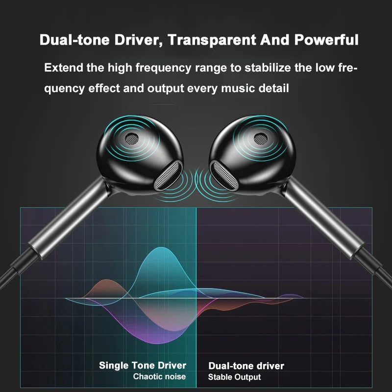 Black samsung headphones hifi in-ear wired earbuds with dual-tone drivers and metallic stems for surround sound usb use
