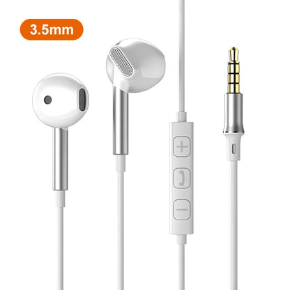 White samsung headphones hifi with silver stems and gold 3.5mm jack featuring hifi 9d surround sound usb control module