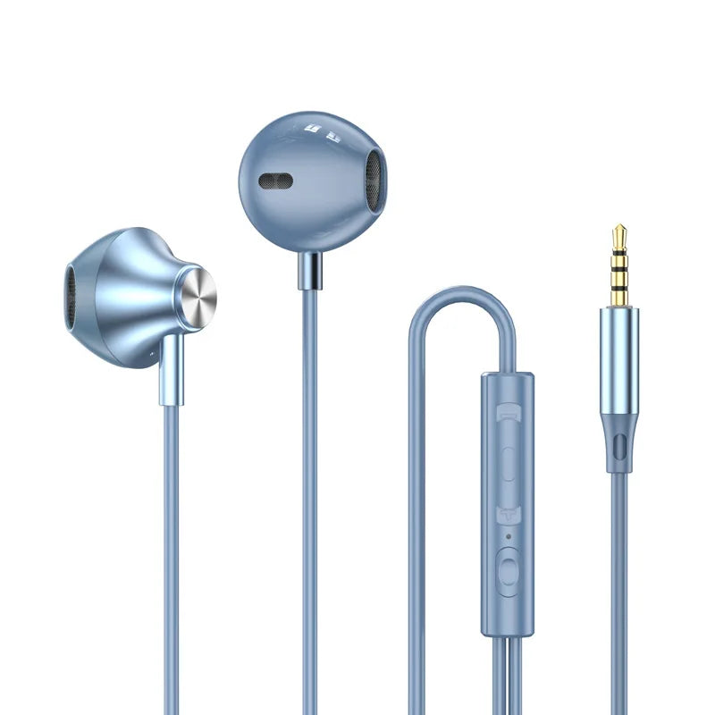 Light blue metallic in-ear headphones with wire control wired and usb type c for galaxy s24 s23 s22 ultra use