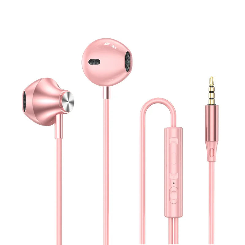 Rose gold wire control wired samsung headphones with metallic finish for galaxy s24 s23 s22 ultra in-ear use